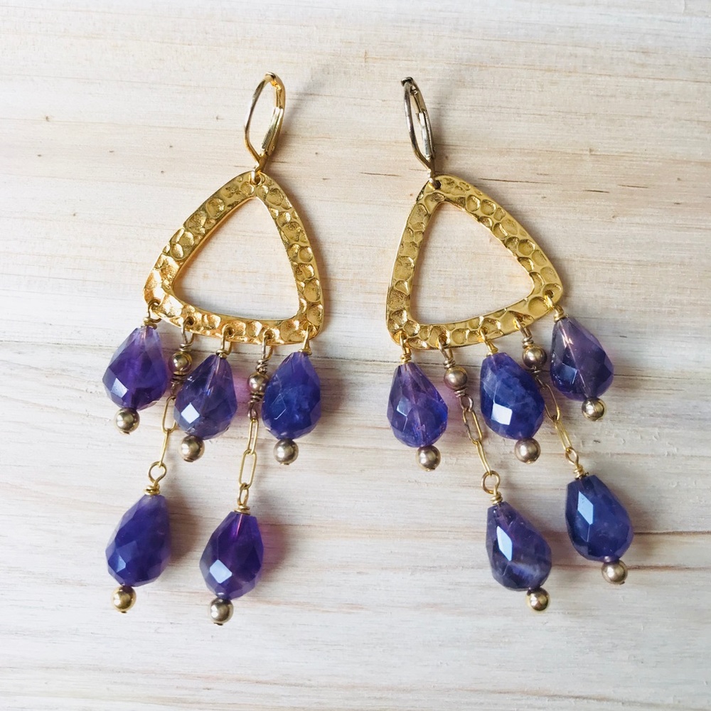 5 for $25 🎁 NWT Amethyst 24kt Gold Earrings